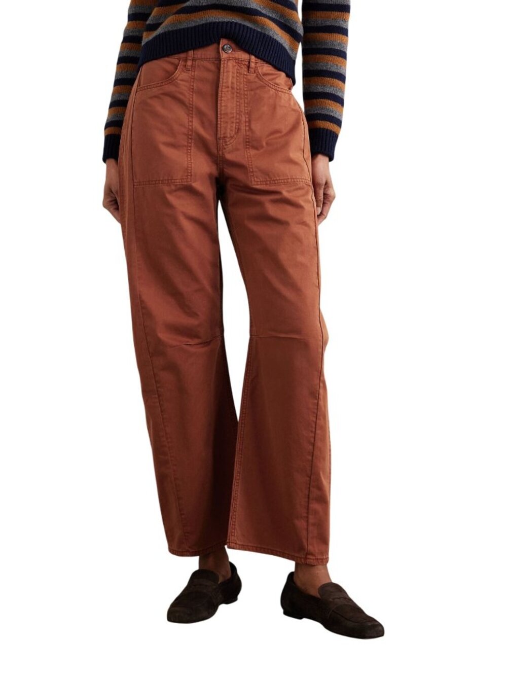 Veronica Beard Sloan High Rise Barrel Leg Pants in 27 Orange Red Womens Jeans